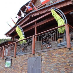 Entrance and terrace railings in the Galileo Hotel